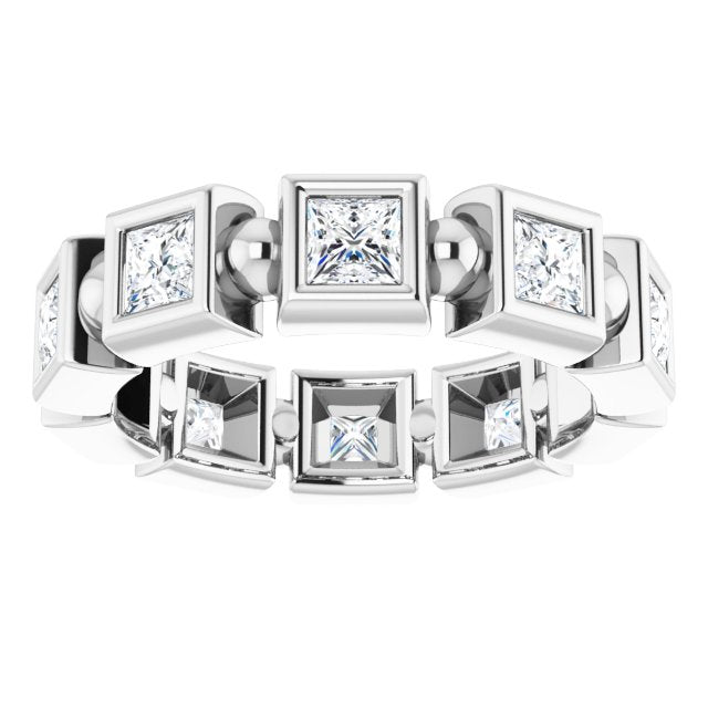 1.80 ct. Princess Diamond Eternity Band Bezel Set Diamond Ring-VIRABYANI